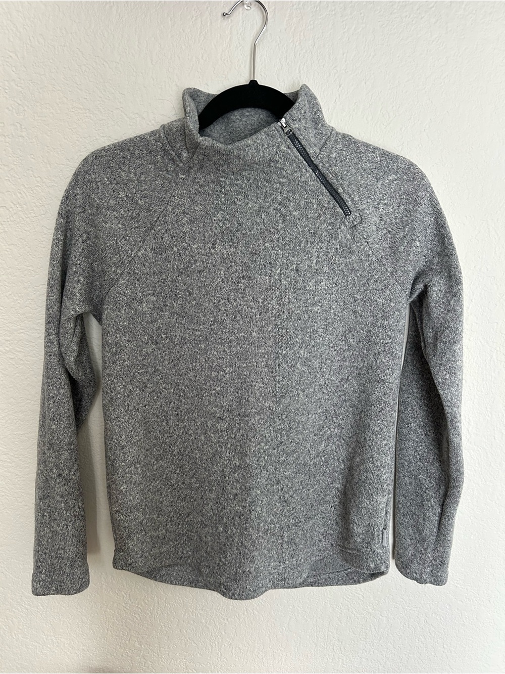 Eddie Bauer Heather Gray Zip-Up Mock Neck Sweater